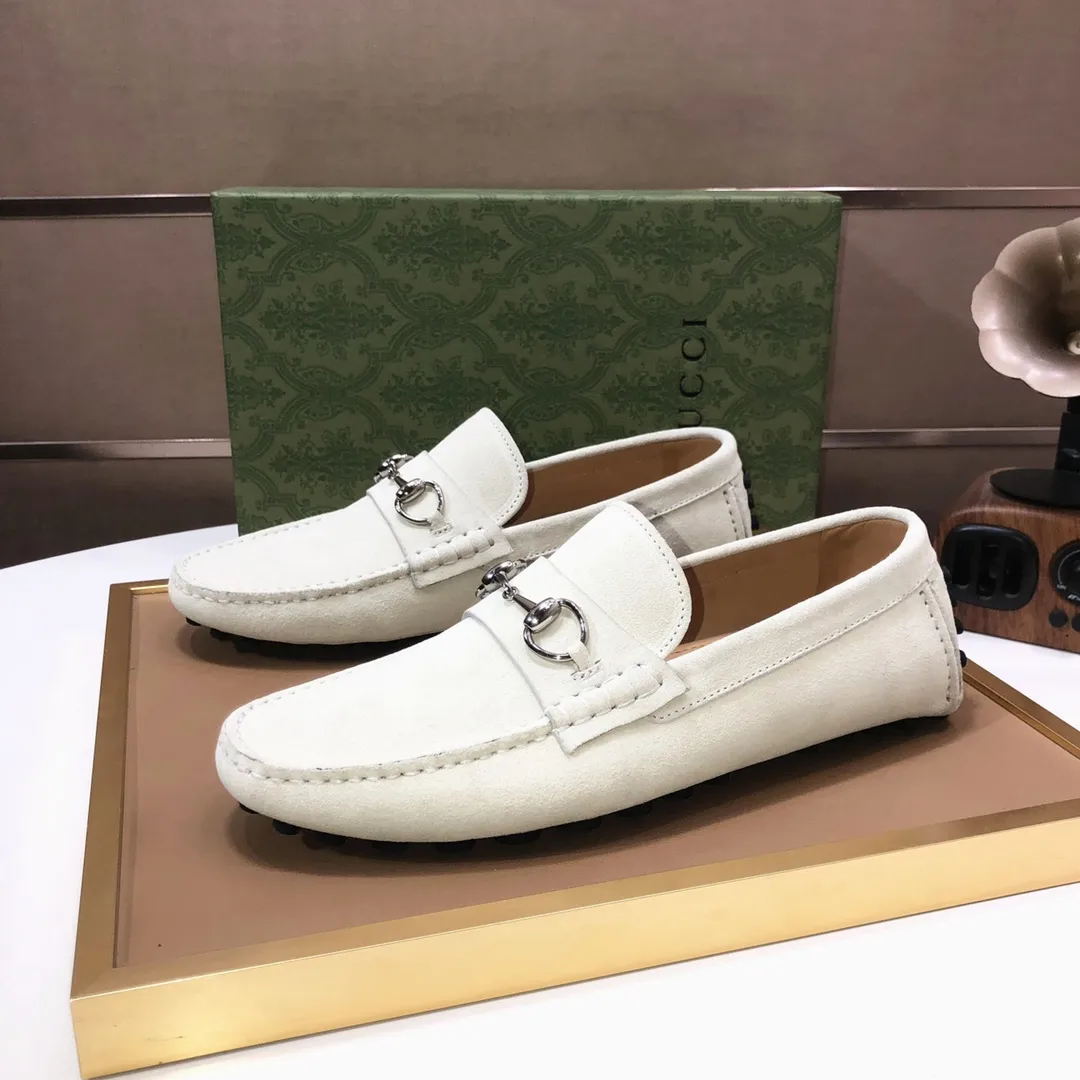 Men's Men's Shoes💰420💰[Gucci GUCCI] (High-end Niuli) New 🍀Gucci*-Gucci Peas Shoes! Made of imported original cowhide, the inner top layer is comfortable cowhide lining! Original wear-resistant rubber outsole! High quality products! Code number 38-44!